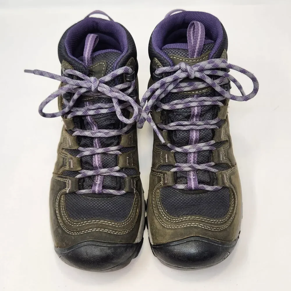Keen Gypsum II Gray Purple Leather Ankle Hiking Boots Women Size 7.5 Waterproof